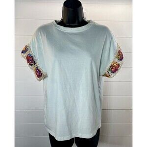Royal Belle Di Made in Italy Womens Embroidered Sleeve Shirt Sz Med Boho Peasant